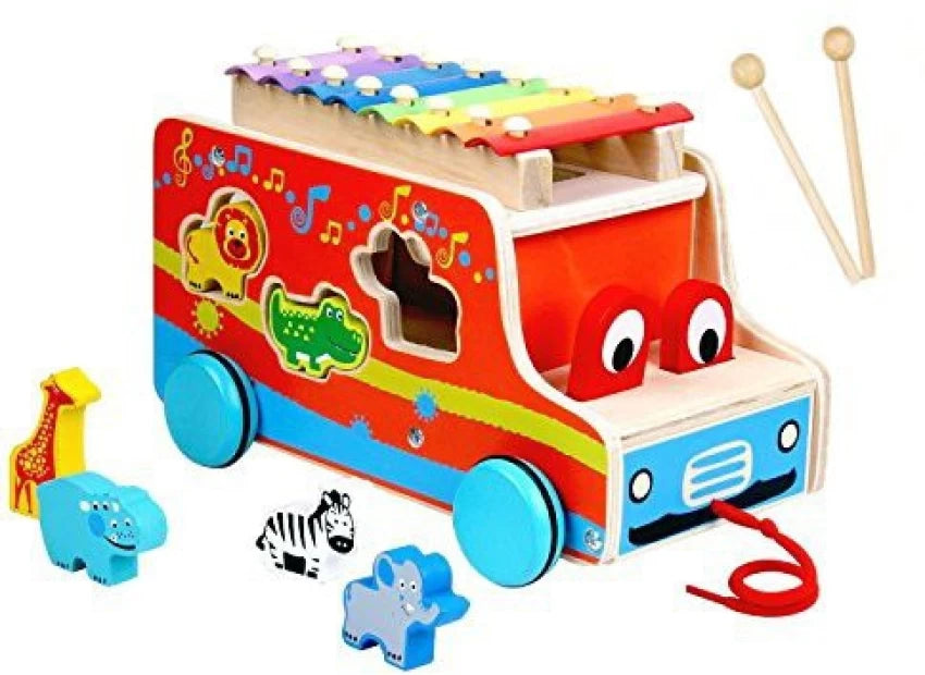 Kids Destiny Xylophone Baby Pulling Car Wooden Toy
