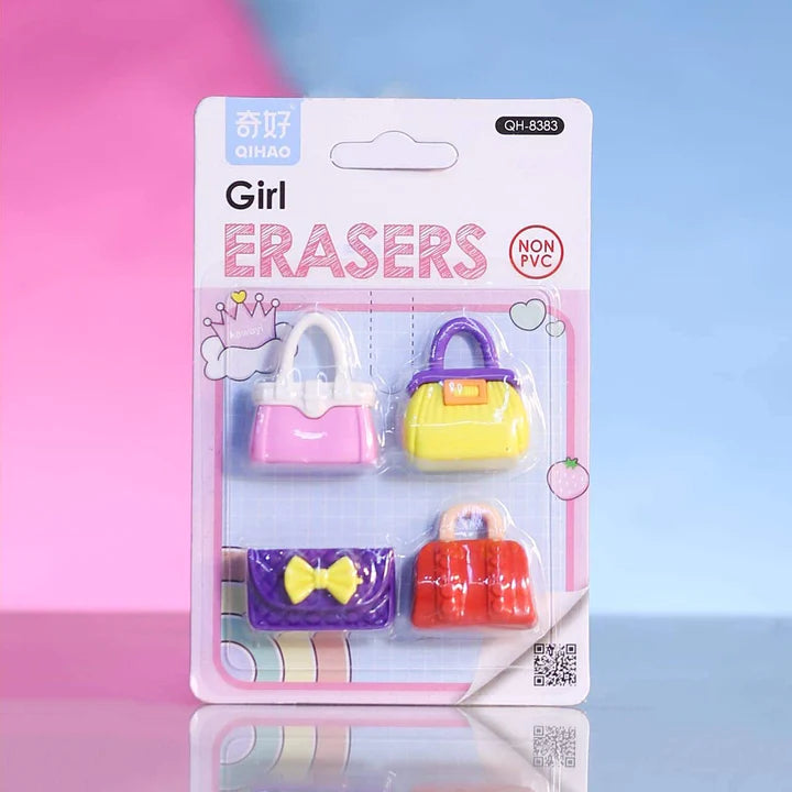 Kids Girl Fashion Eraser 4pcs Set