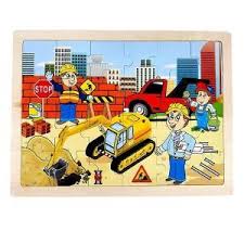 Kids Wooden Cartoon Vehicle Jigsaw Puzzle