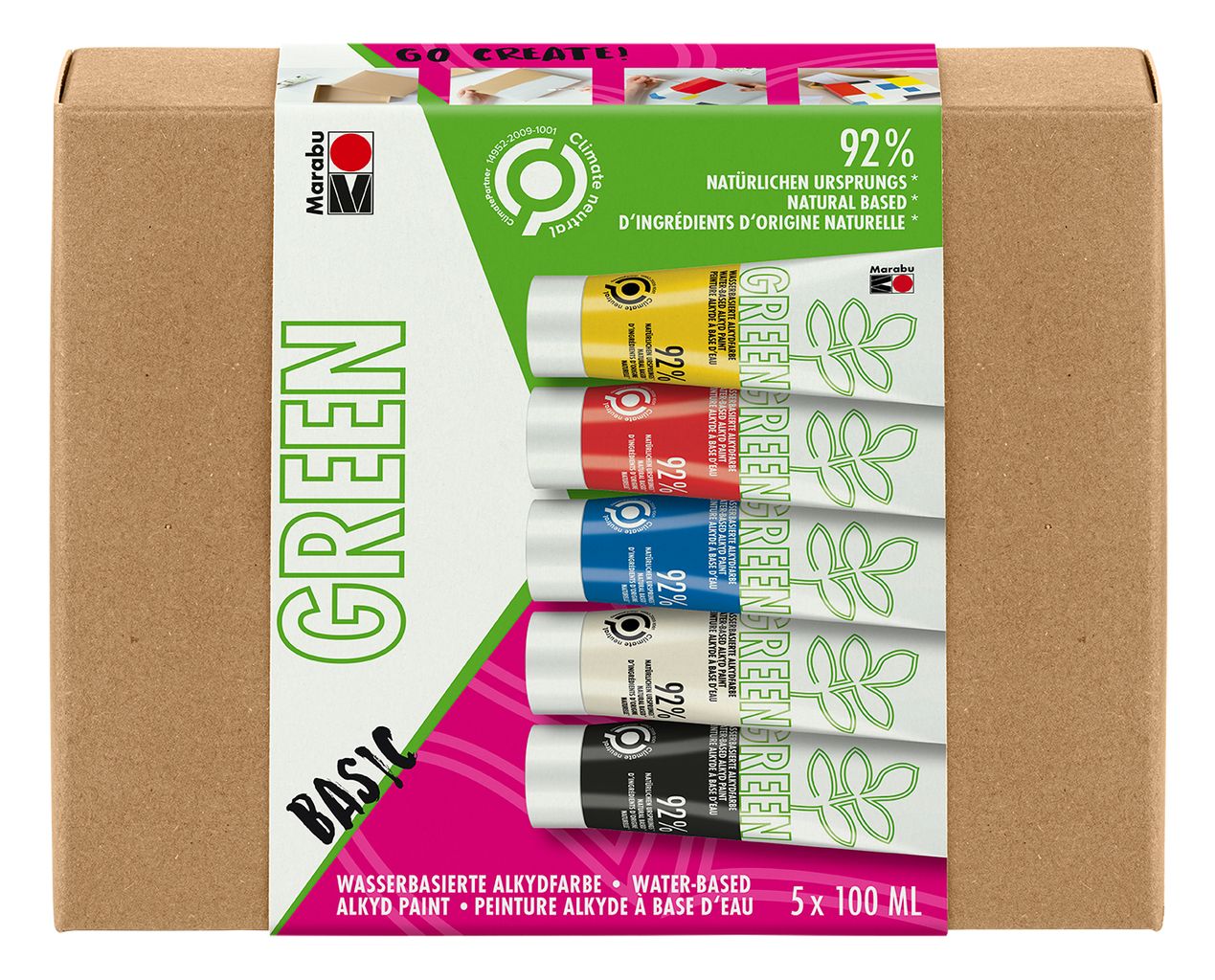 Marabu Green Water-Based Alkyd-Paint Set BASIC (This item is in stock. If you’d like to order, please contact us on WhatsApp. Orders are placed there, and payment must be made in advance)