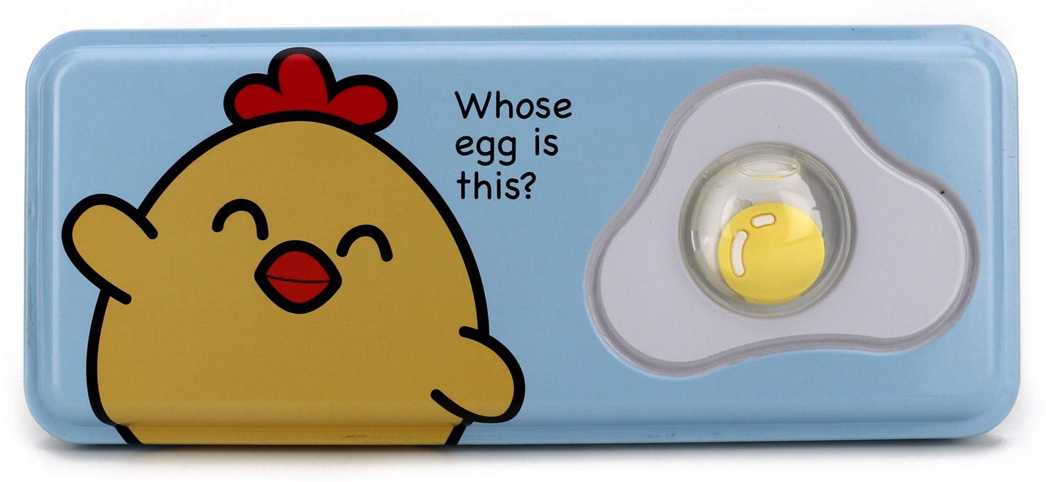 Multi-Layer Metal Pencil Box with 3D Egg Accessory on The Flap