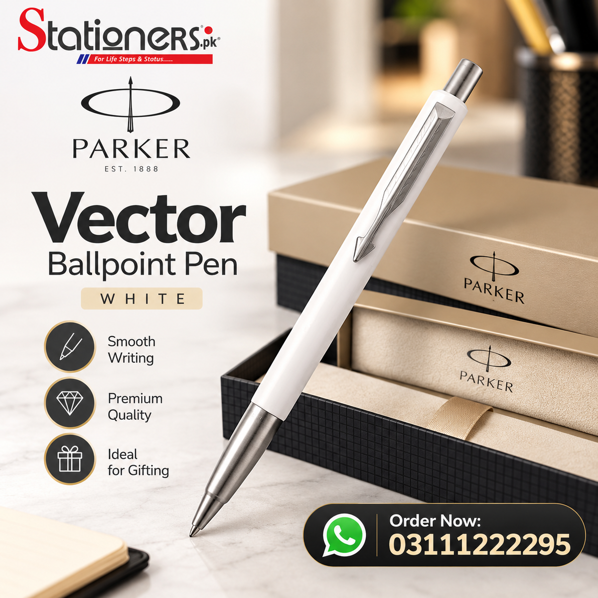 Parker Vector Ballpoint Pen - White