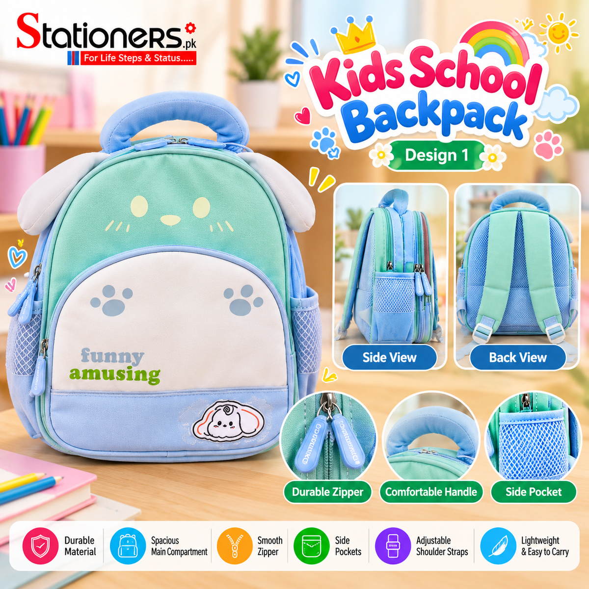 Kids School Backpack – Cute Animal Design, Lightweight Preschool & Kindergarten Bag