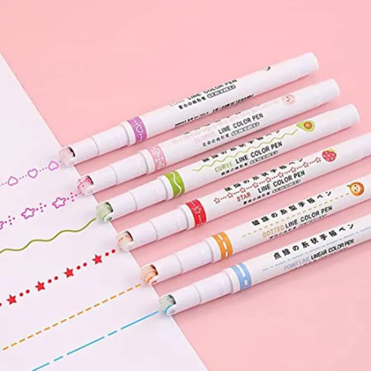 Pattern Roller Linear Color Pen Set Of 6