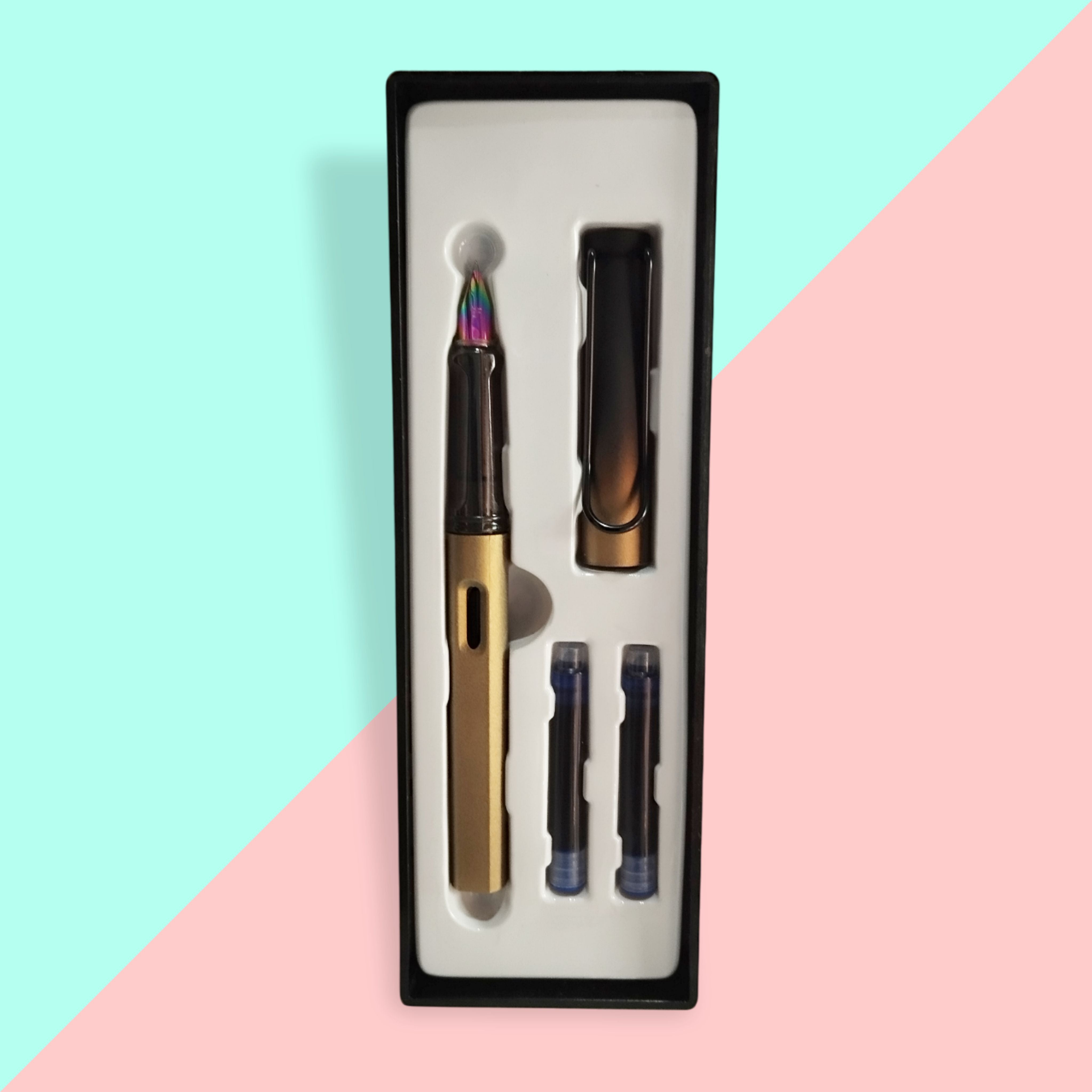 Piston-Filled Fountain Pen Fine Nib Metallic Gradient Colors