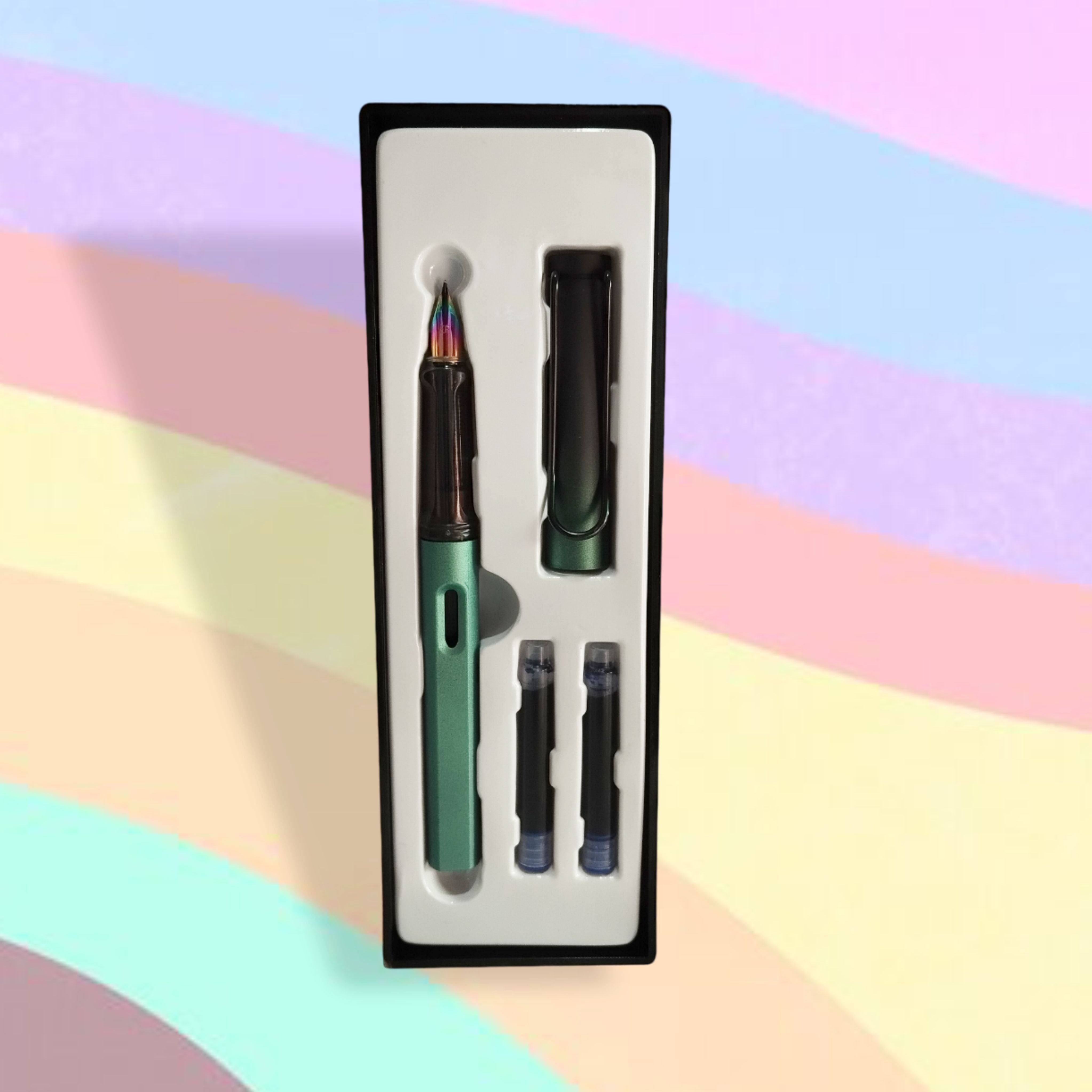 Piston-Filled Fountain Pen Fine Nib Metallic Gradient Colors