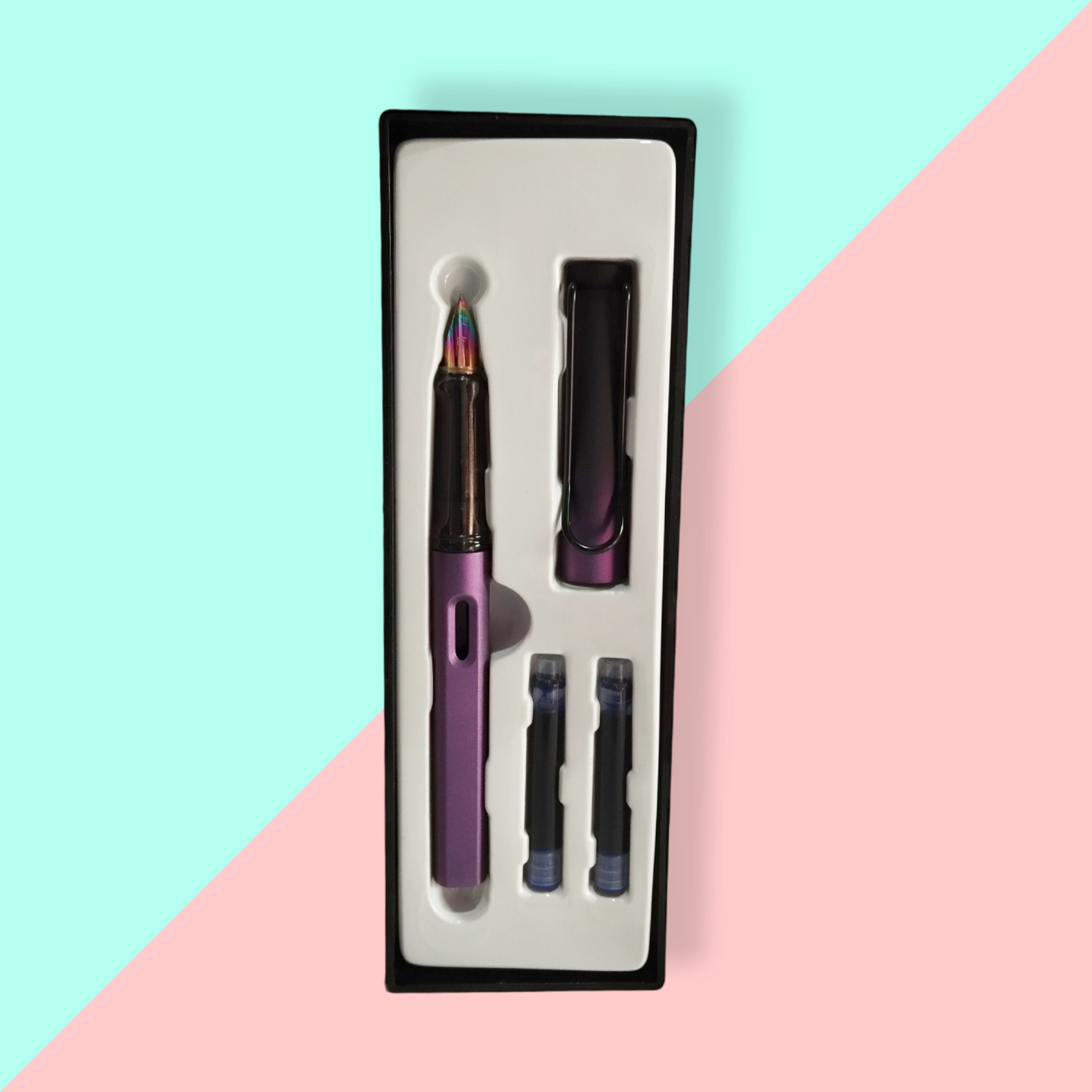 Piston-Filled Fountain Pen Fine Nib Metallic Gradient Colors