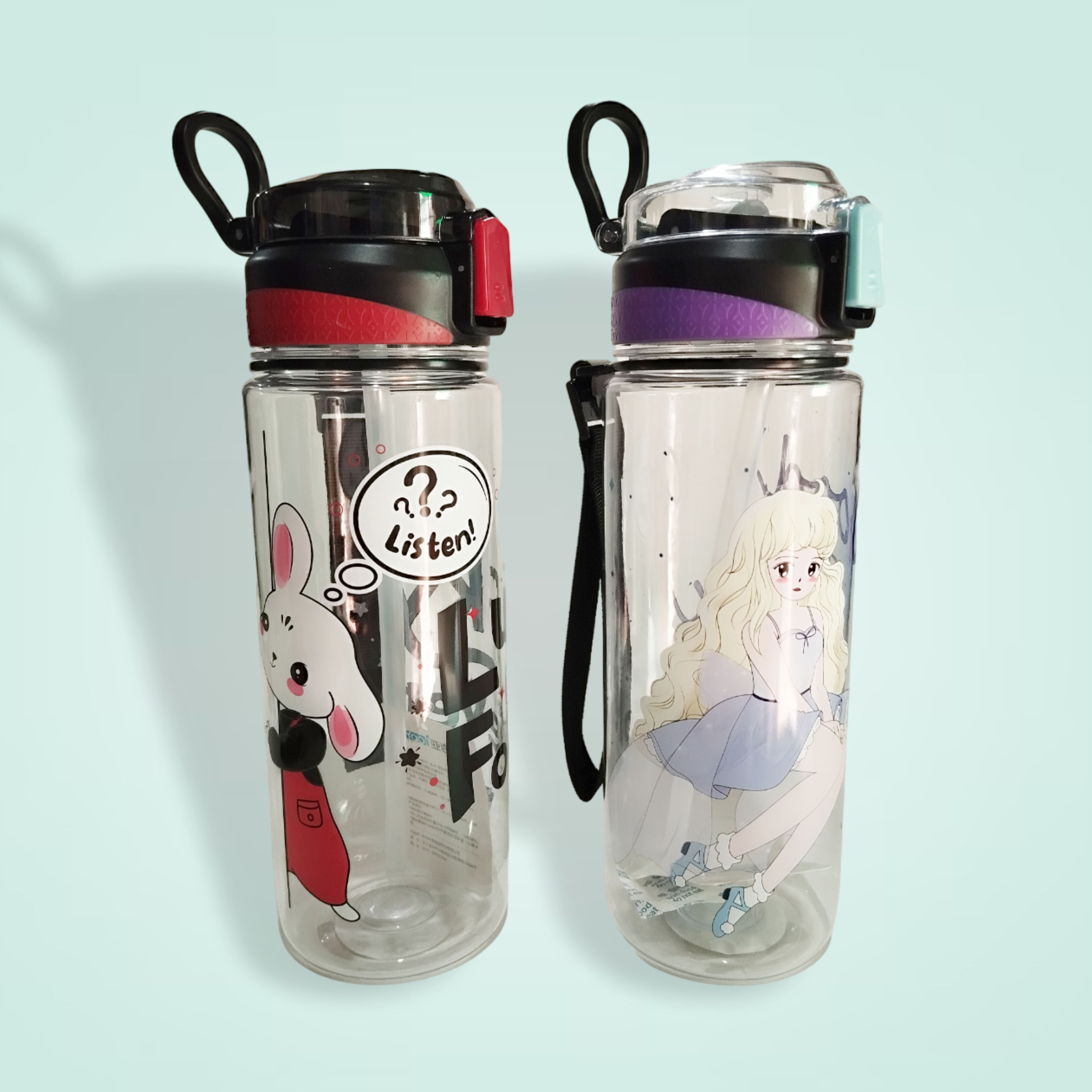 Plastic Kettle with Cartoon Design Sports Water Bottle 800ml