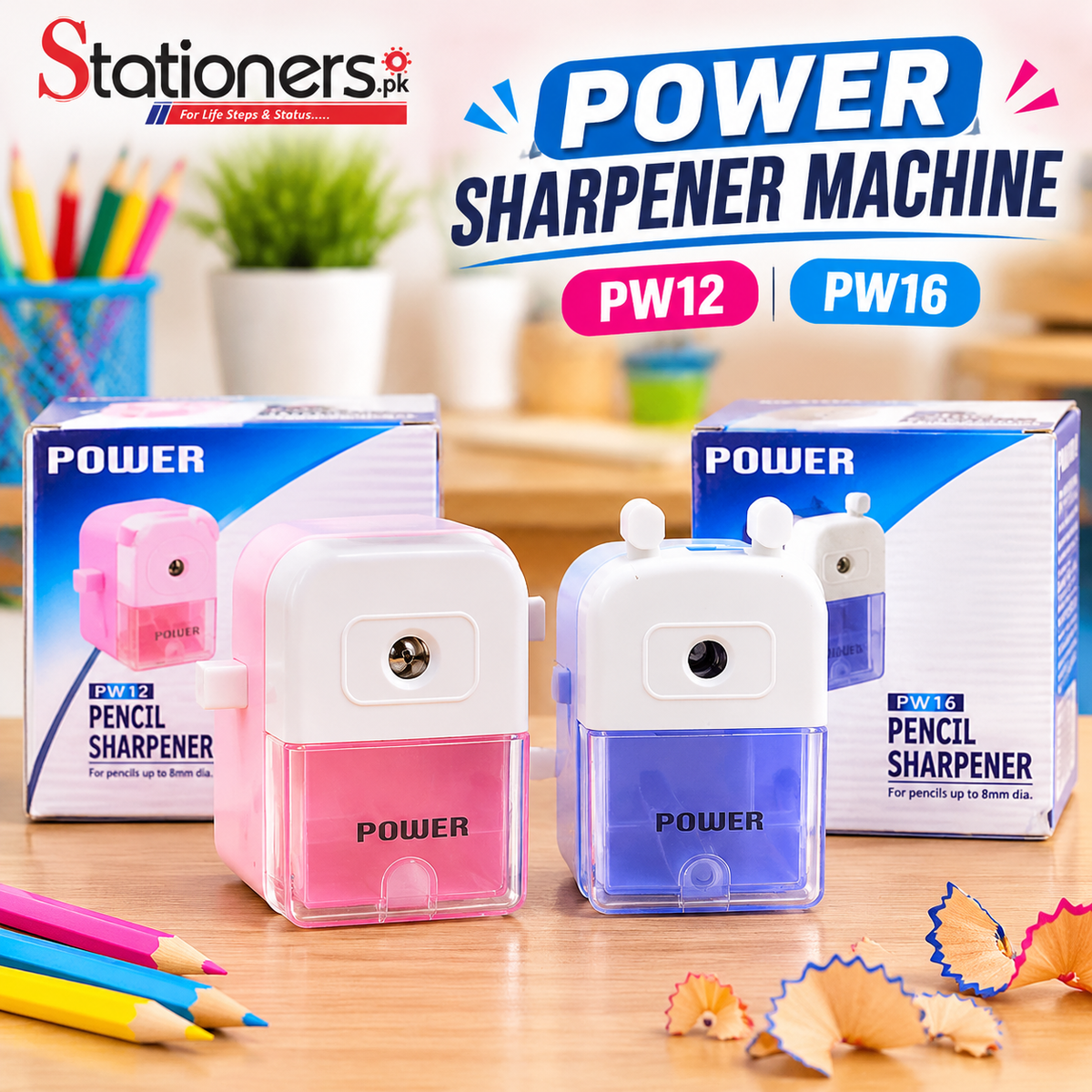 Power Pencil Sharpener Machine PW12 & PW16