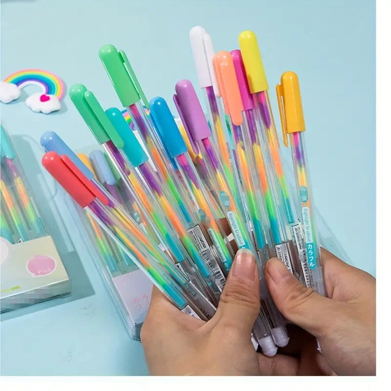 Rainbow Colors Glitter Gel Pen Pack of 12