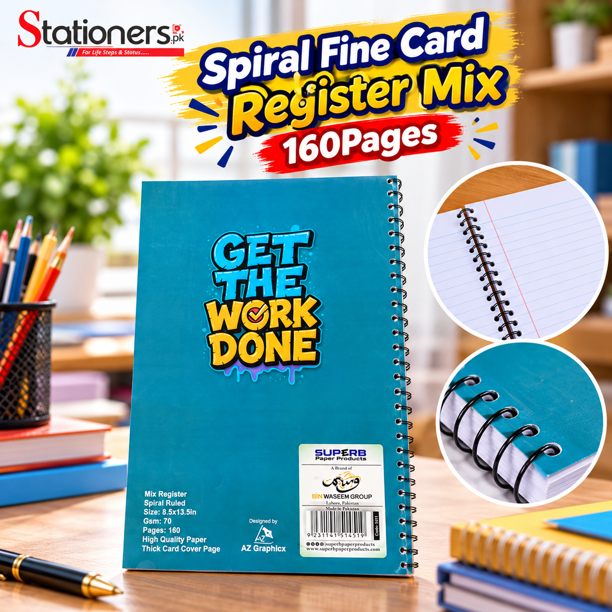Spiral Fine Card Register Mix 160 Pages