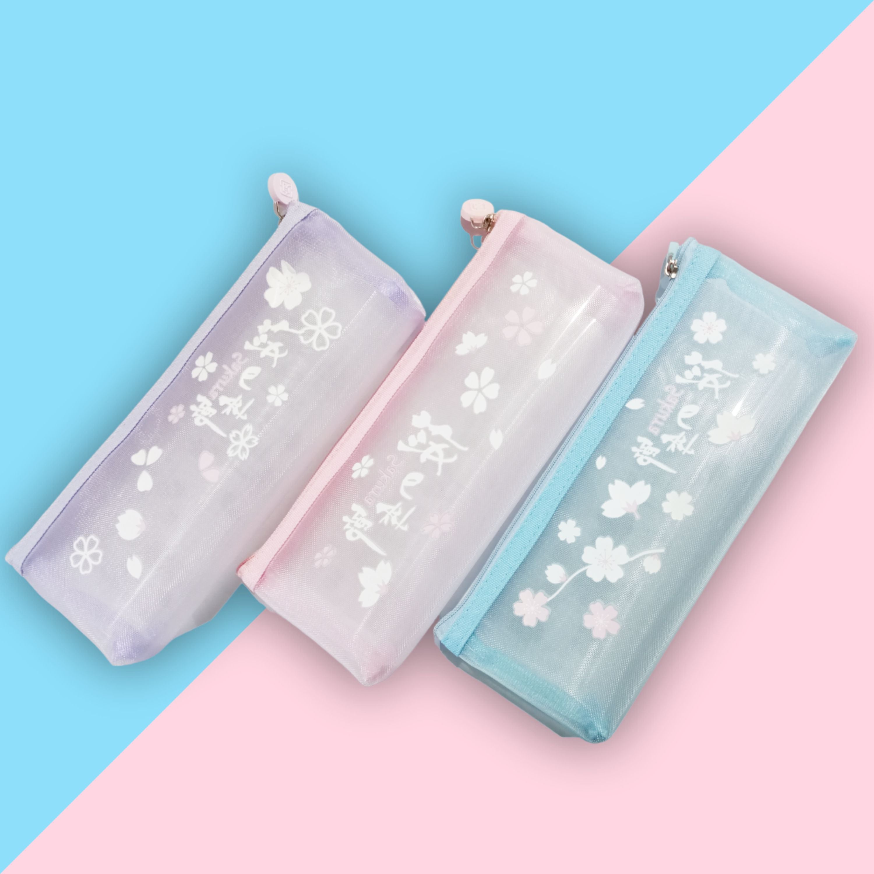 Sweet Frosted Sakura Transparent Pencil Pouch