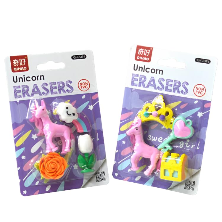 Unicorn Cartoon 3D Eraser for kids 4Pcs Set