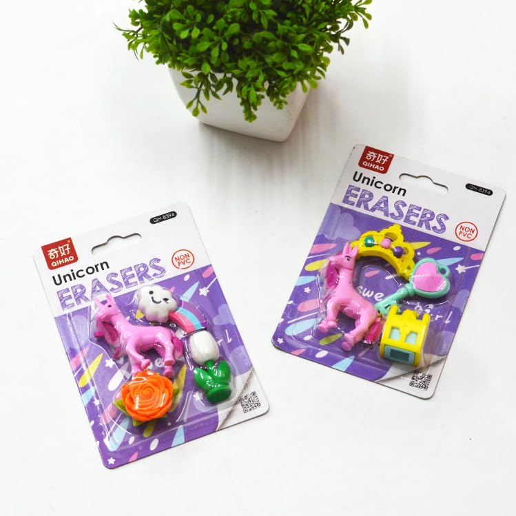 Unicorn Cartoon 3D Eraser for kids 4Pcs Set