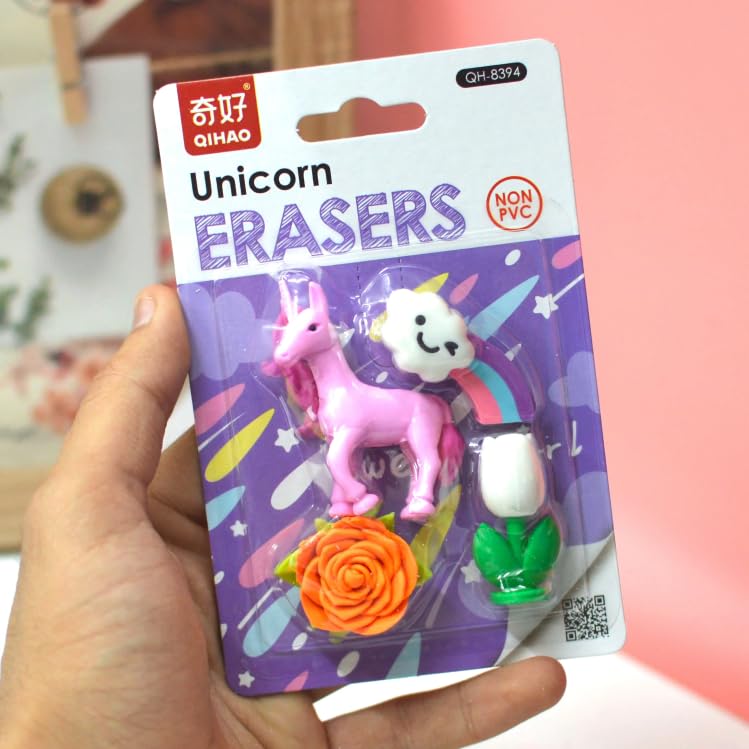 Unicorn Cartoon 3D Eraser for kids 4Pcs Set