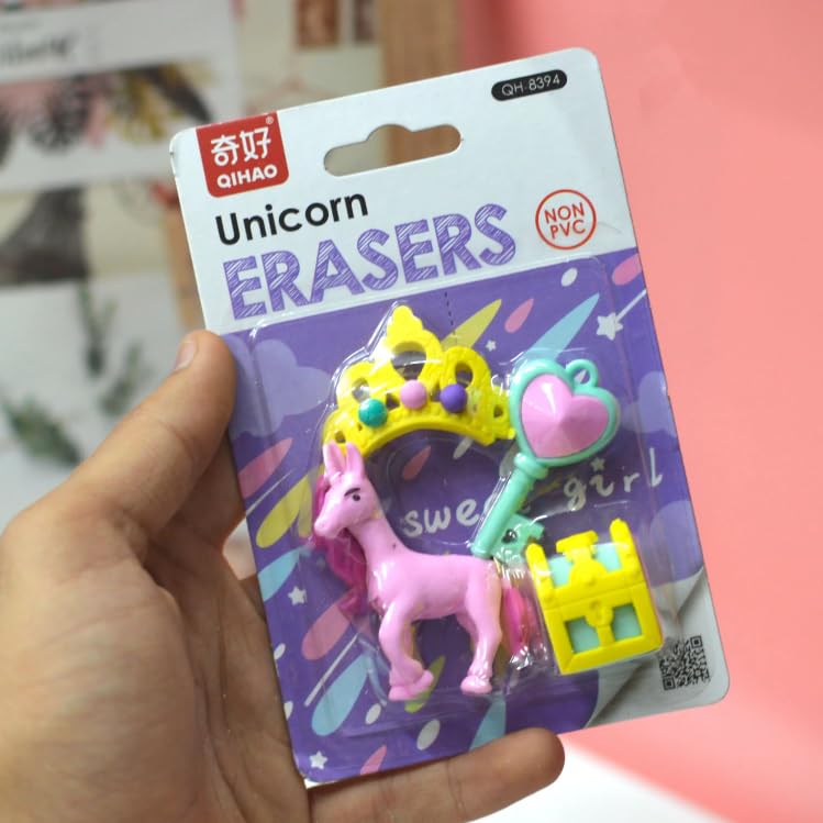 Unicorn Cartoon 3D Eraser for kids 4Pcs Set