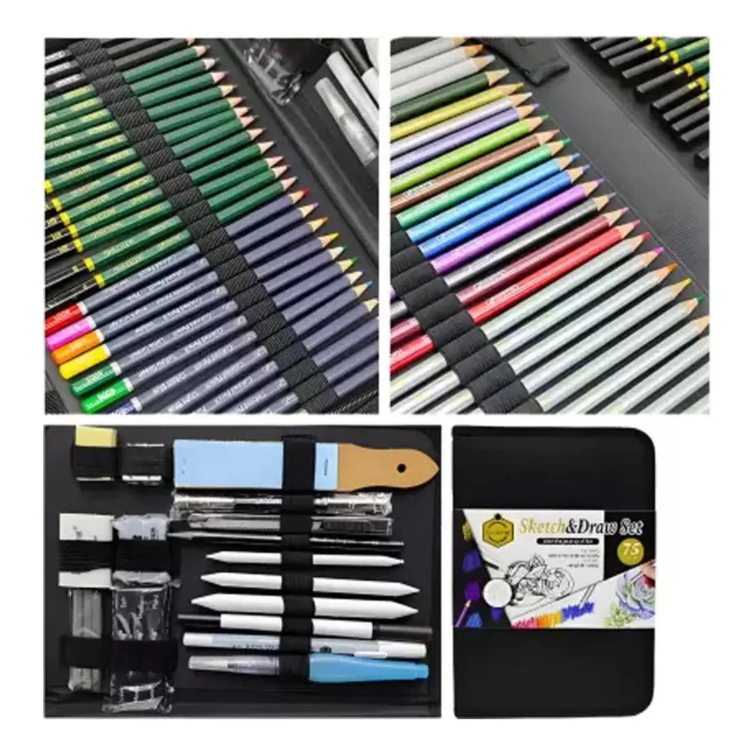 Keep Smiling 75 Pieces Professional Drawing Pencils and Sketching Pencil Set Kit for Artist