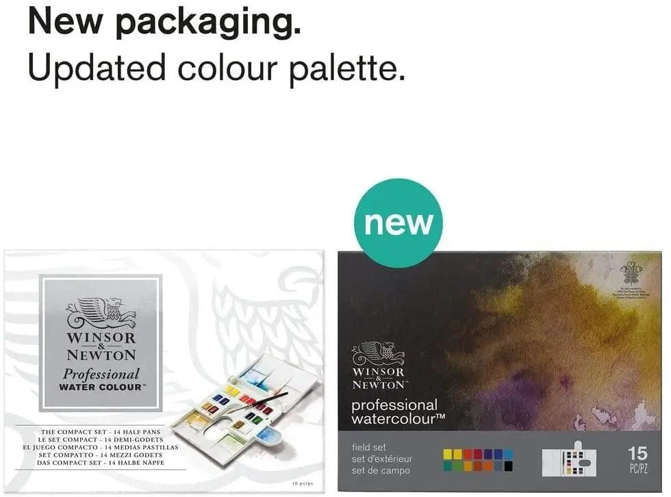 Winsor & Newton Professional Water Color Compact Set, 14 Half Pans