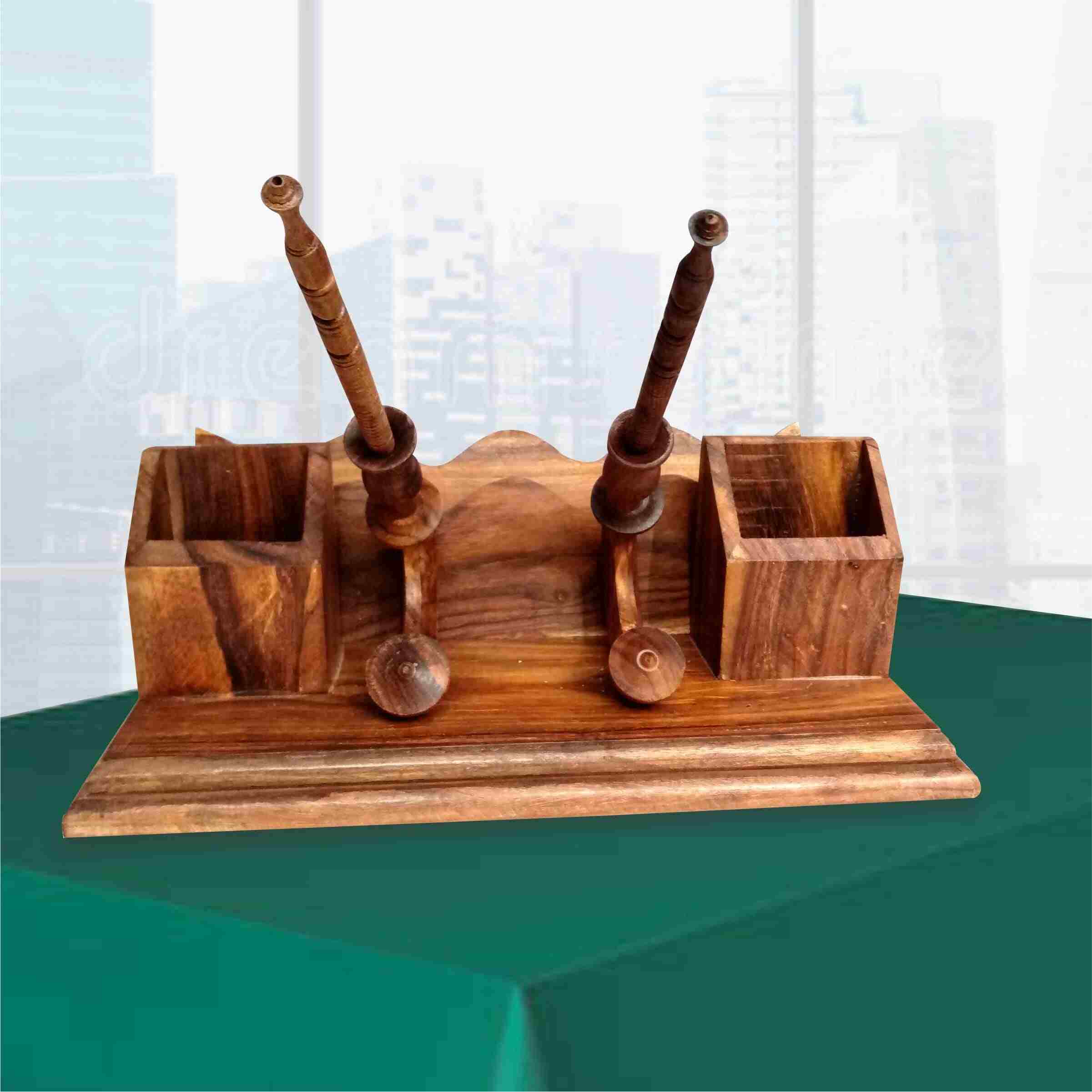 Wooden Desk Organizer Pen Holder