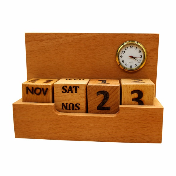 Wooden Pen Stand With Lc Calendar