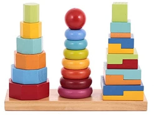 Wooden Tower Shape 3 Columns Age3+ - Multicolor