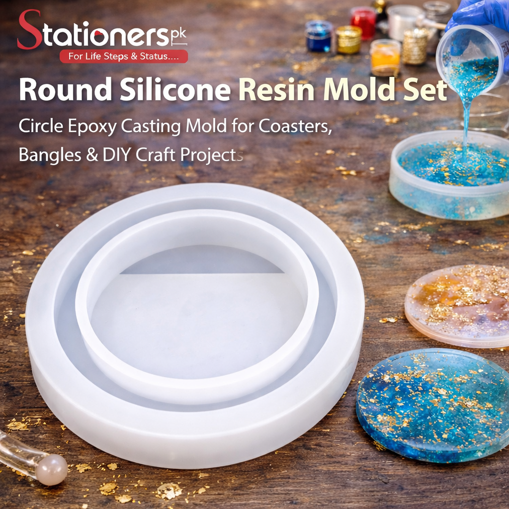 Silicone Mold Bangle DJ-144 – White Round Epoxy Casting Mold for Bangles, Coasters & DIY Resin Crafts