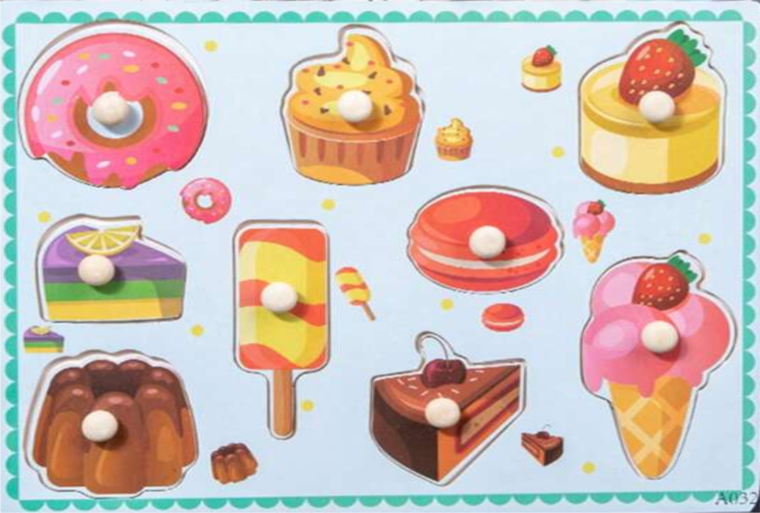 Wooden Toy Food Shapes #A032 (Peg Board)