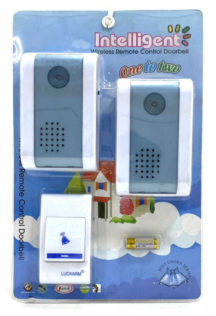 Door Bell Wireless  (1 Button & 2 Bells)  - 7002 - White