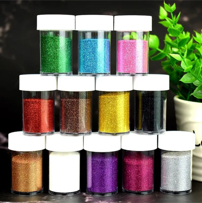 Glitter Dust Powder Fluorescent 12Pcs Set - Multicolour