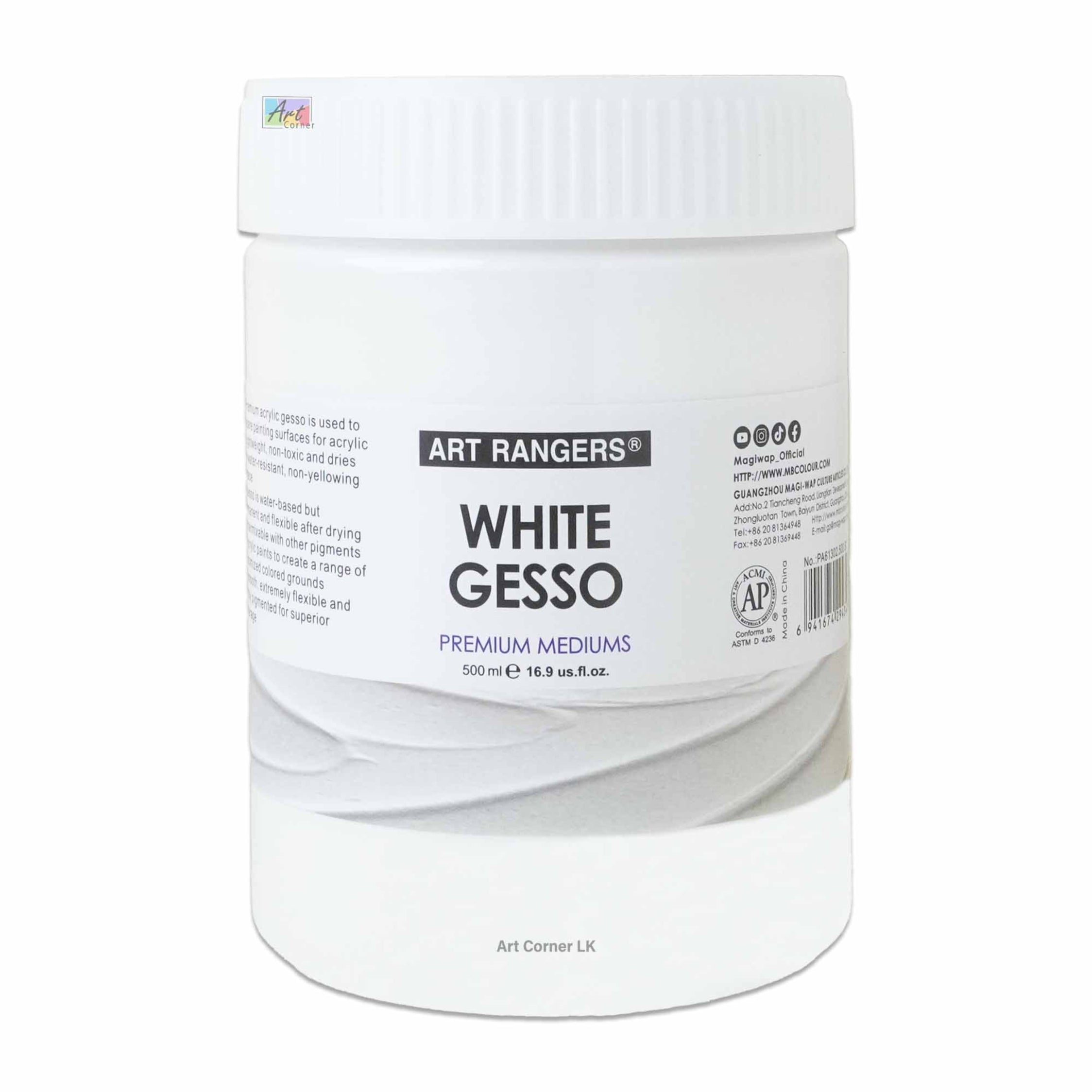Gesso White Acrylic Mediums - 500ml - Art Rangers