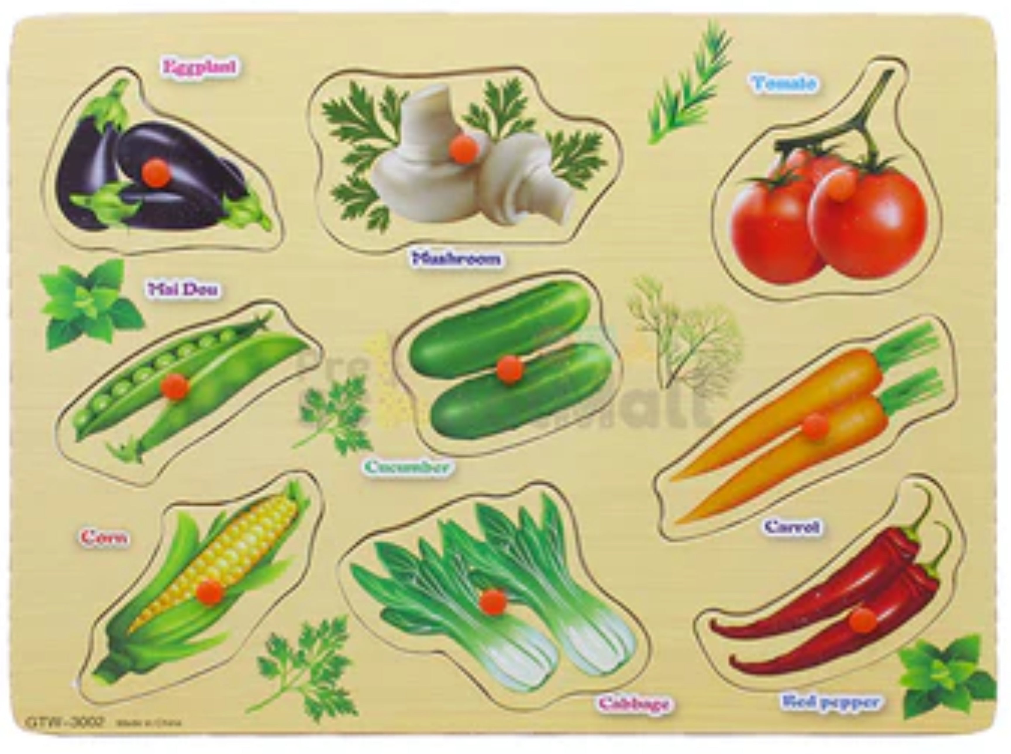 Wooden Toy Vegitable (Peg Board)