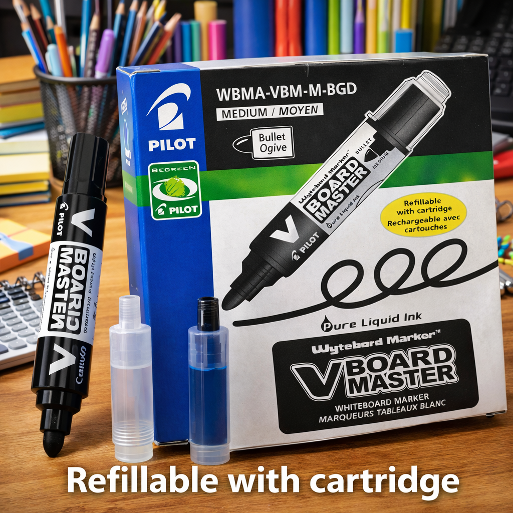 Pilot V Board Master Whiteboard Marker Medium – Refillable with Cartridge | Pure Liquid Ink 1pc