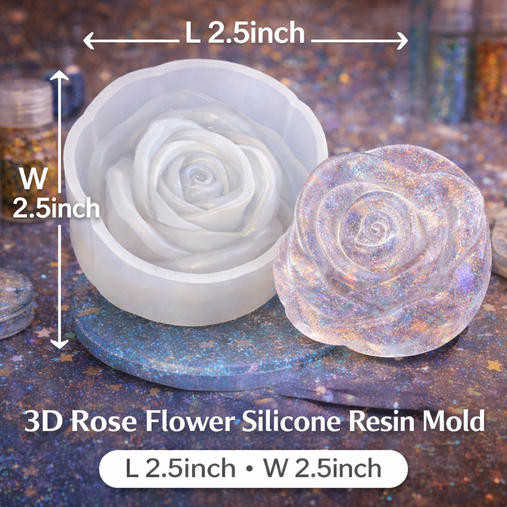 3D Rose Flower Silicone Resin Mold – Large Round Epoxy Casting Mold for Candle, Soap, Plaster and DIY Home Decoration Crafts