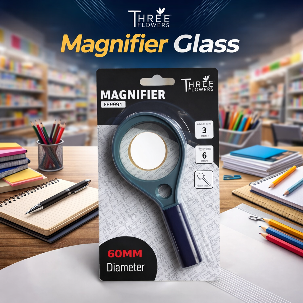 Three Flowers Magnifier Glass – 50mm, 60mm, 75mm | With LED Light 75mm & 90mm