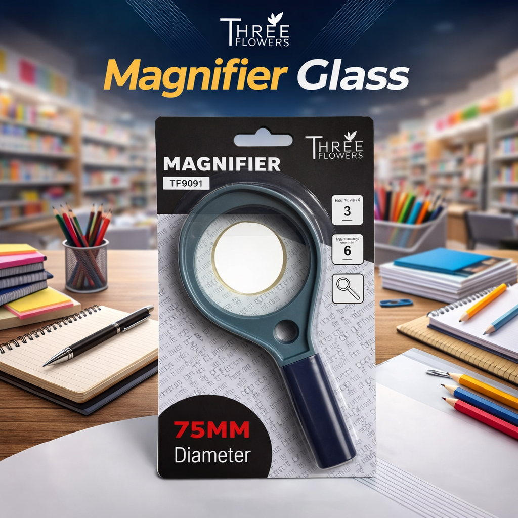 Three Flowers Magnifier Glass – 50mm, 60mm, 75mm | With LED Light 75mm & 90mm
