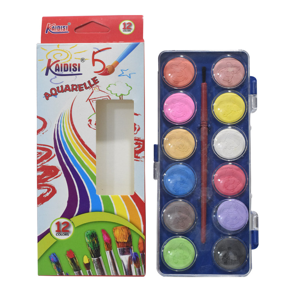 Water Color Set 12 Pcs with brush - Kaidisi