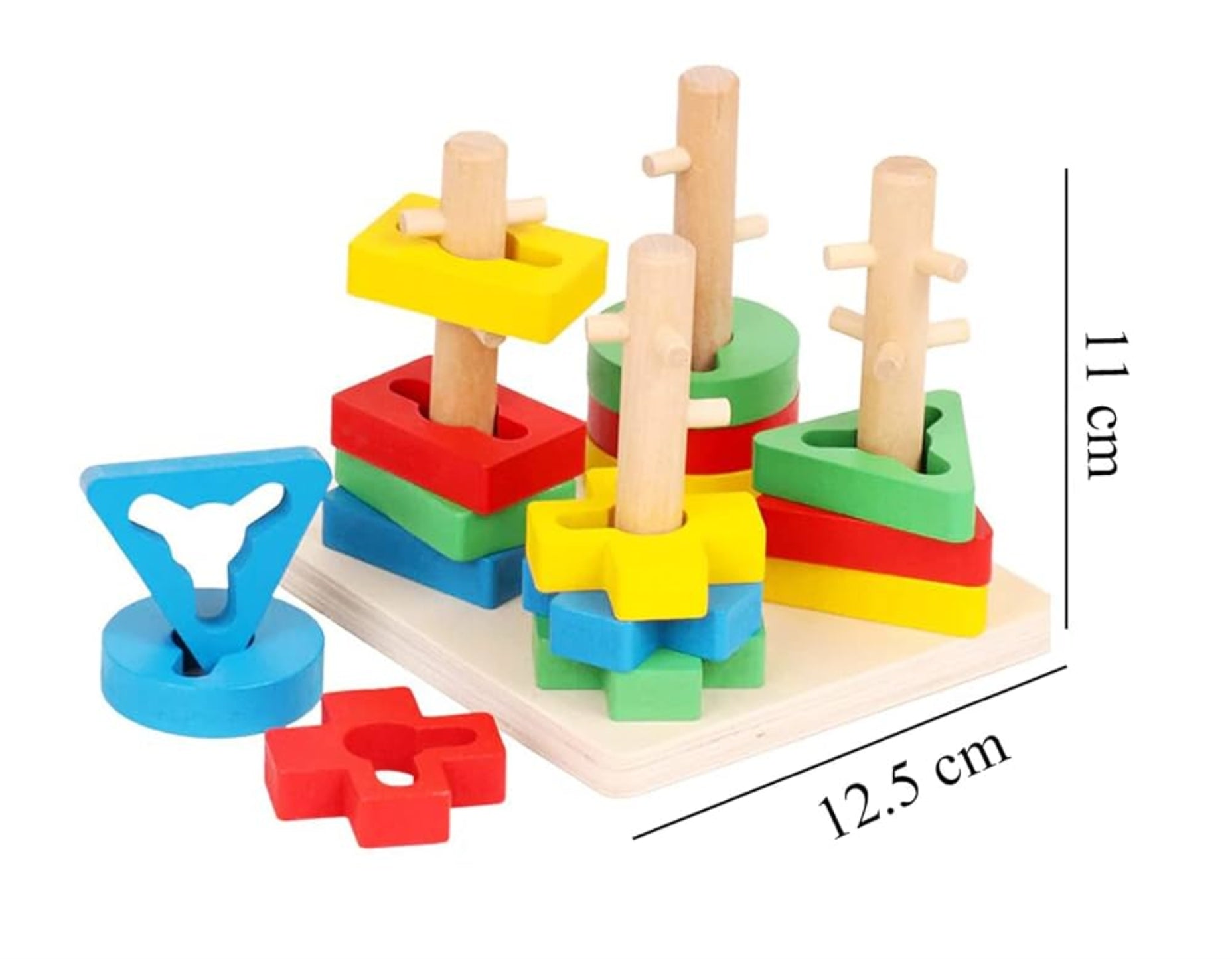 Wooden Toy Geometric Four Column