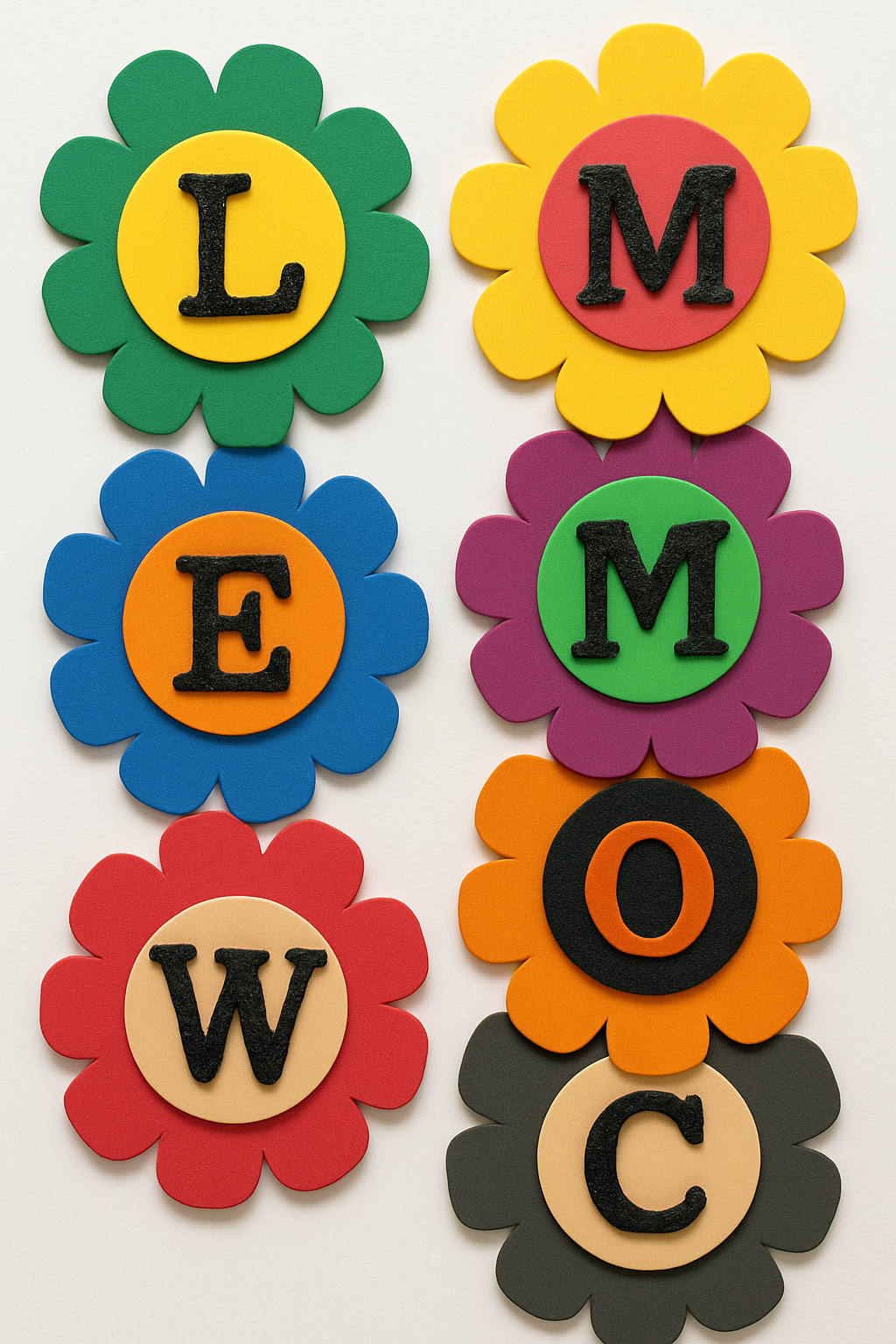 Foaming Glitter Sticker Flowers Welcome Large