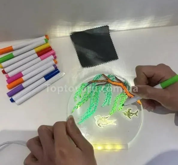 Led Light Up Board Magic LED Note Board With 7-Color Pens