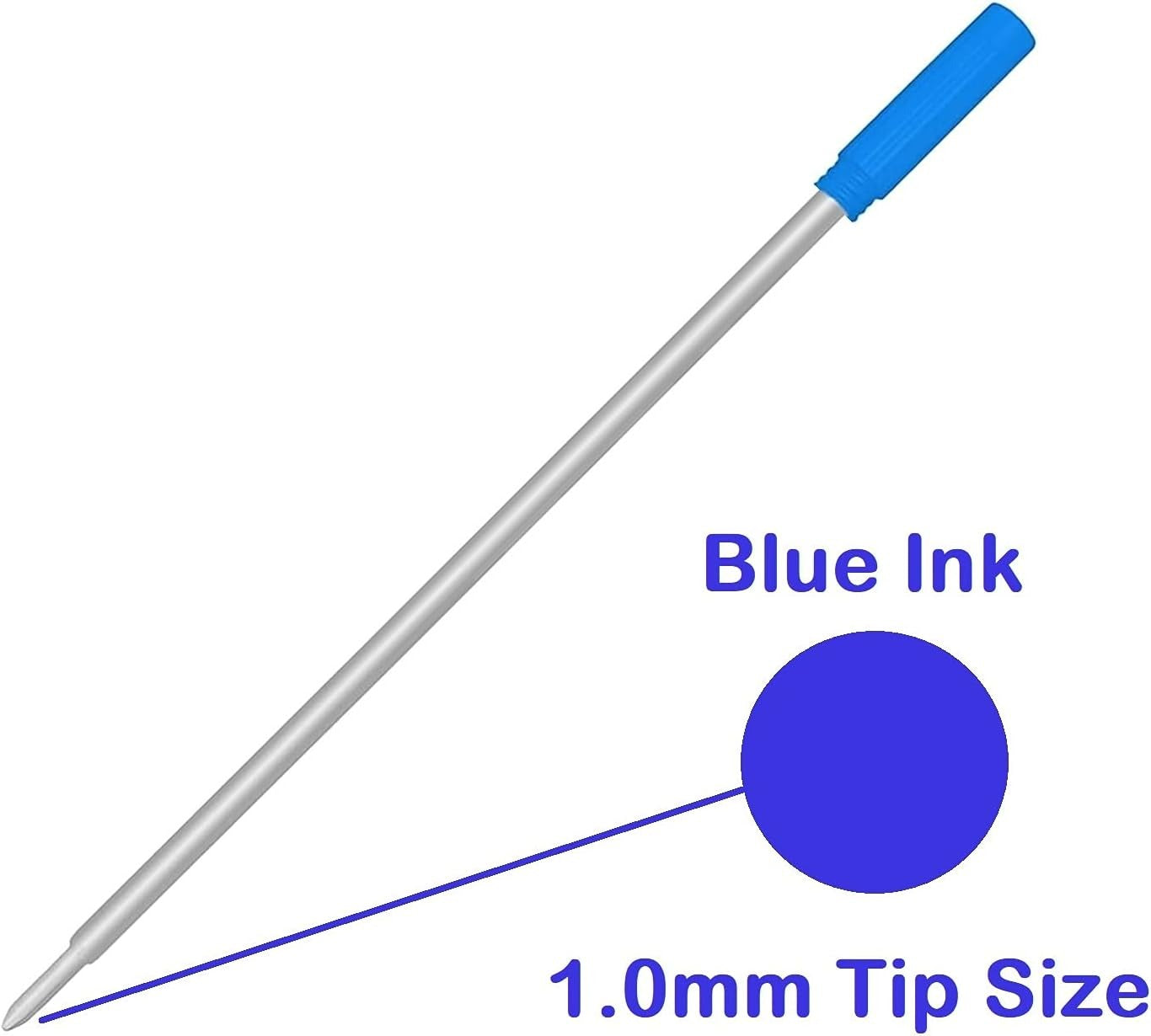 Blue Ink Ball Pen Refill – 1.0mm Smooth Writing Tip 10pcs