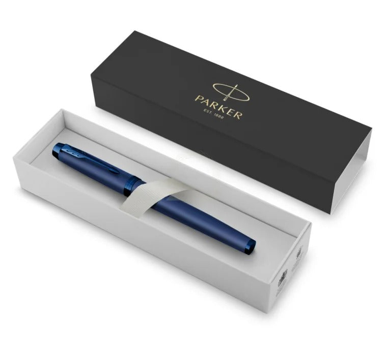 Parker IM Mono Blue Fountain Pen | Premium Blue Metal Body | Smooth Writing | Luxury Gift Pen with Gift Box