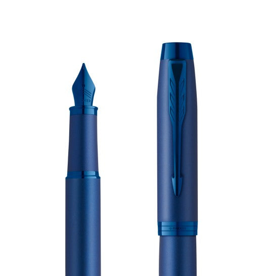 Parker IM Mono Blue Fountain Pen | Premium Blue Metal Body | Smooth Writing | Luxury Gift Pen with Gift Box