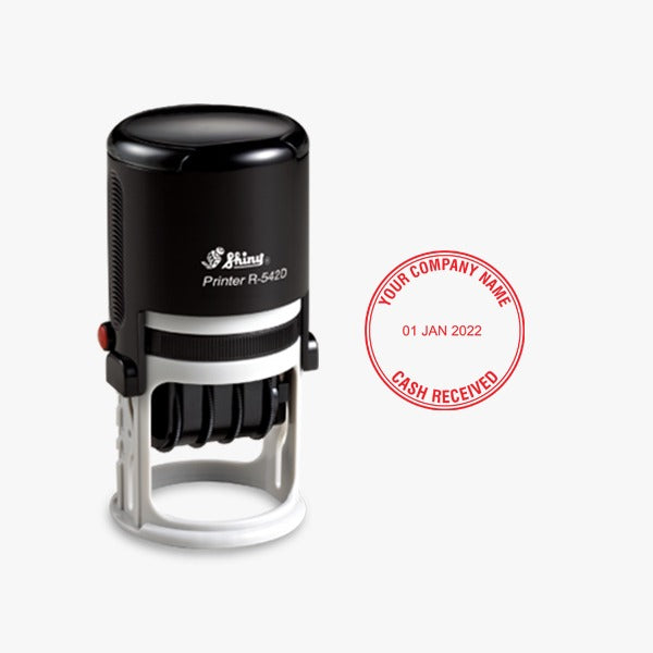 Shiny Self-Inking Stamps R-532D & R-532D – Round Simple & Date Stamps