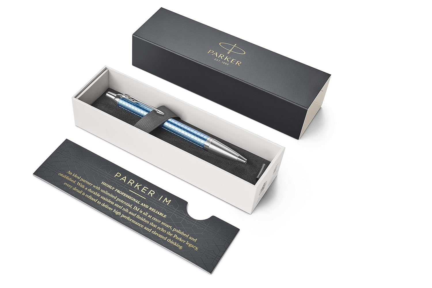 Parker IM Ballpoint Pen, Premium Blue with Medium Point Black Ink Refill, Gift Box (1975573)