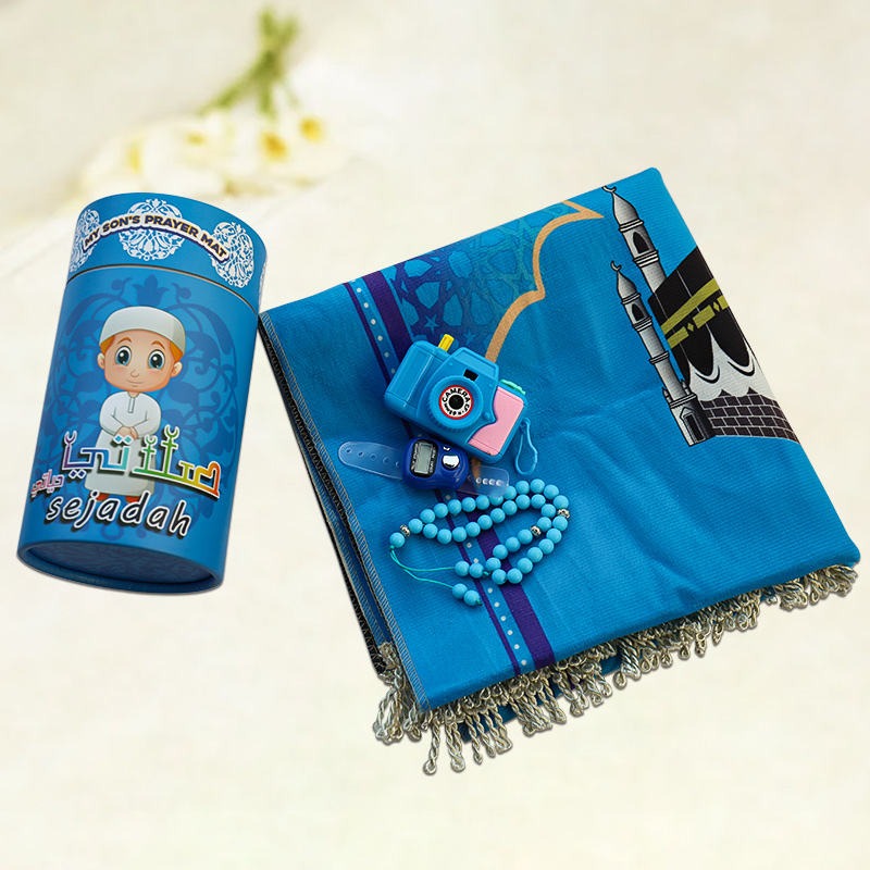 Kids Prayer Mat Set with Tasbih & Digital Counter – Islamic Prayer Set for Boys & Girls