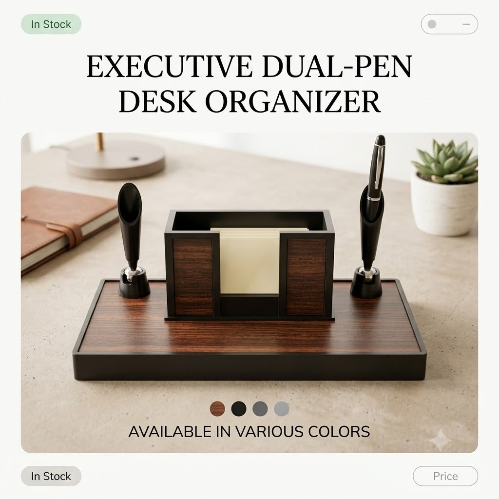 Premium Executive Desk Organizer Collection | Wooden & Rexine Leather Office Desk Sets | Pen Stand, Watch, Memo Holder & Desk Accessories