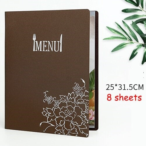 Floral Restaurant Menu Folder with 8 Clear Sheets – 30 × 23cm