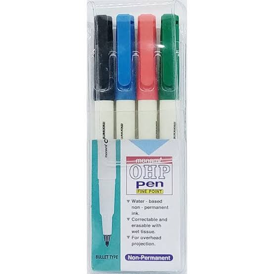 Monami OHP Marker Pen Set Permanent & Non-Permanent – 4 Pcs