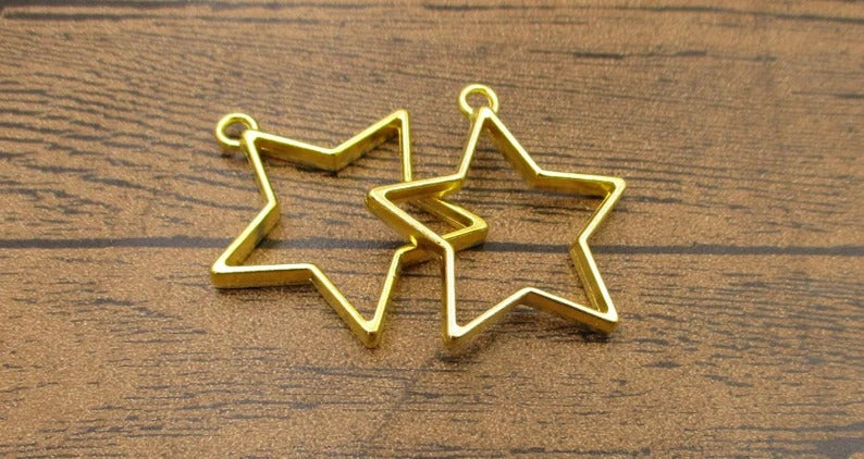 Metal Star shape bezel Pendant Charm, UV Resin, DIY Customize Art & Craft 1pc