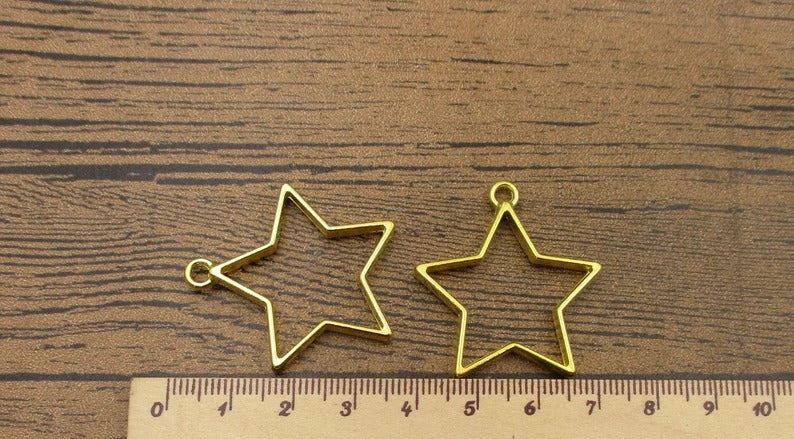 Metal Star shape bezel Pendant Charm, UV Resin, DIY Customize Art & Craft 1pc